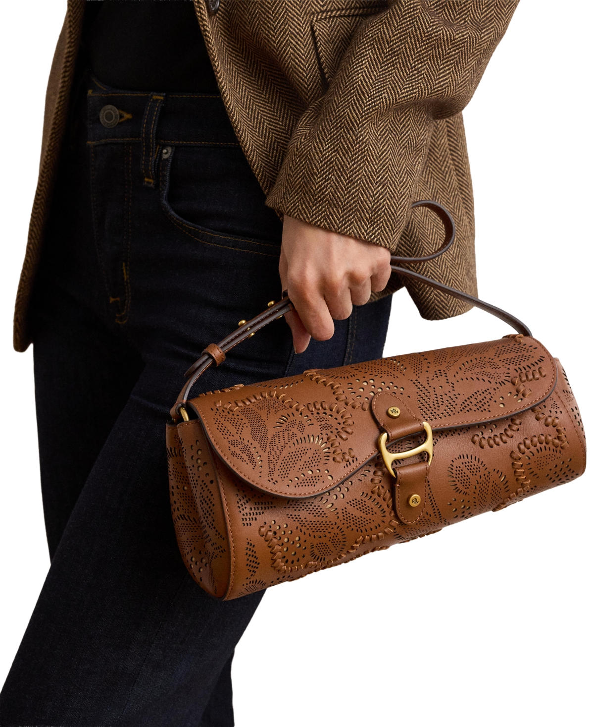 Lauren Ralph Lauren Tooled Tasha East-West Small Shoulder Handbag