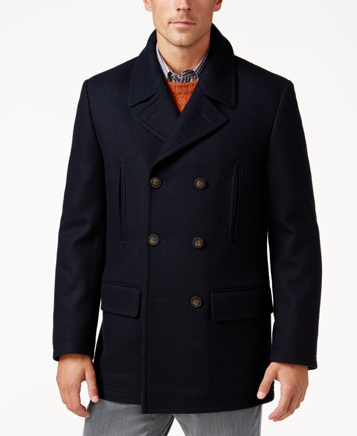 RALPH LAUREN LUKE WOOL-BLEND CLASSIC-FIT PEACOAT