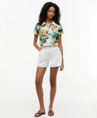 Women's Printed Short-Sleeve Polo Top