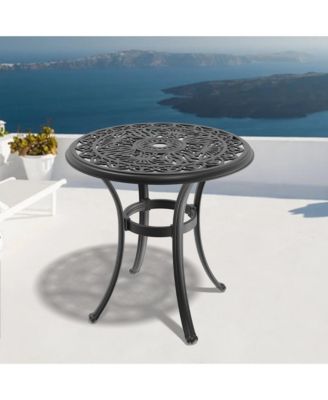 Cast Aluminum Patio Dining Table With Frame and Umbrella Hole