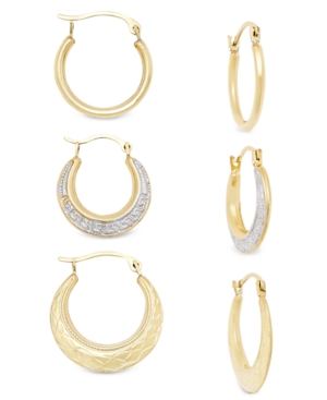 image of 3-Pc. Set Small Hoop Earrings in 10k Gold