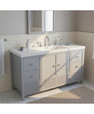 60 Inch Modern Bathroom Vanity with Countertop, Soft Close Drawers and Ample Storage, Freestanding Cabinet for Large Bathrooms