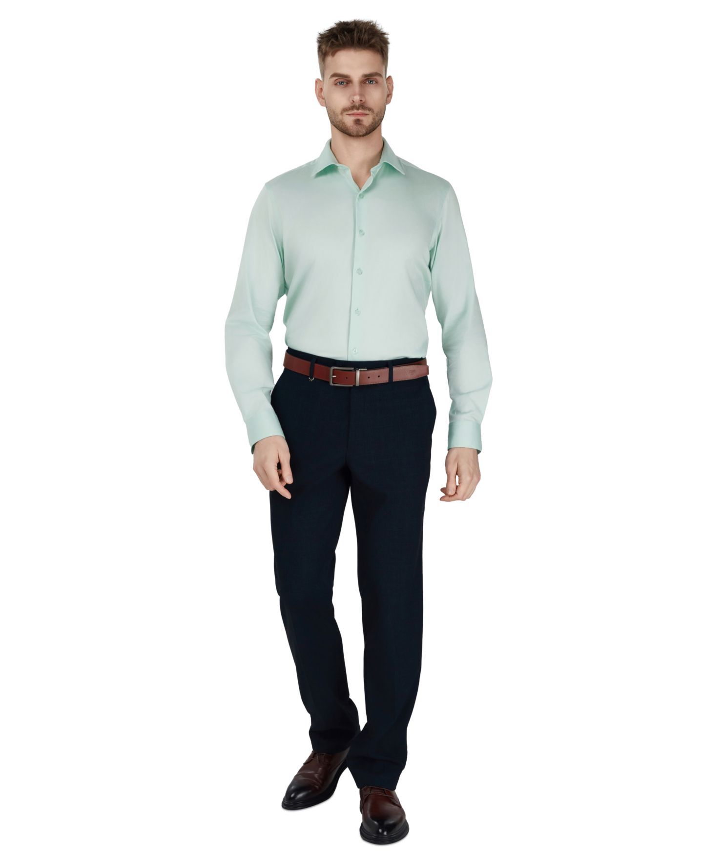 Мужская рубашка Bar III Sateen Slim-Fit Dress Shirt, цвет: Аквамариновый — фото 2