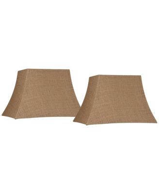 Set of 2 Rectangular Lamp Shades Medium 10" Wide x 7" Deep at Top 16" Wide x 12" Deep at Bottom 10.5" High Spider Harp Finial