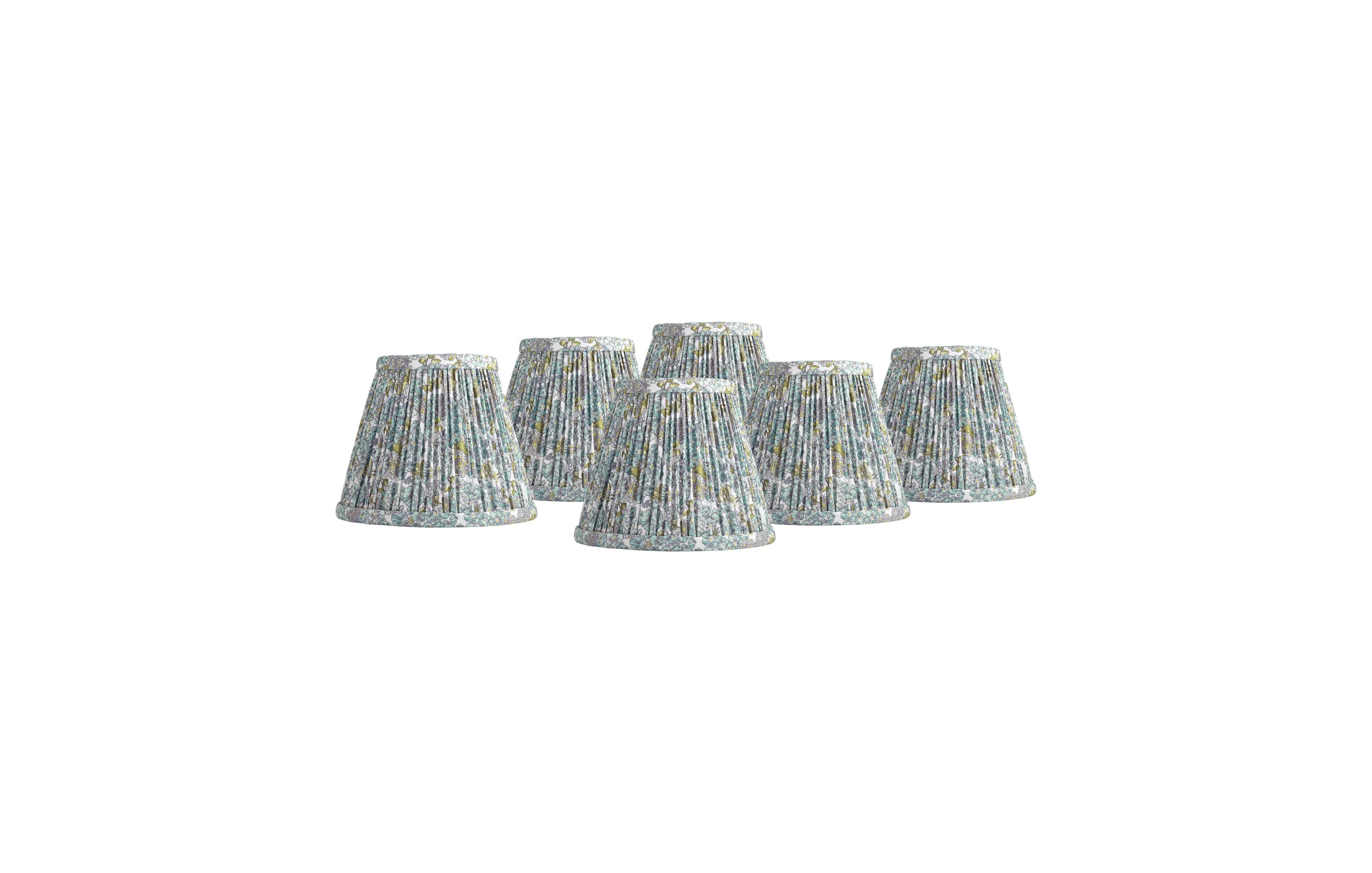 Springcrest Nelle 3 1/2" Top x 6" Bottom x 5" High x 5" Slant Print Lamp Shade Replacement Set of 8 Pleated Clip On Candelabra
