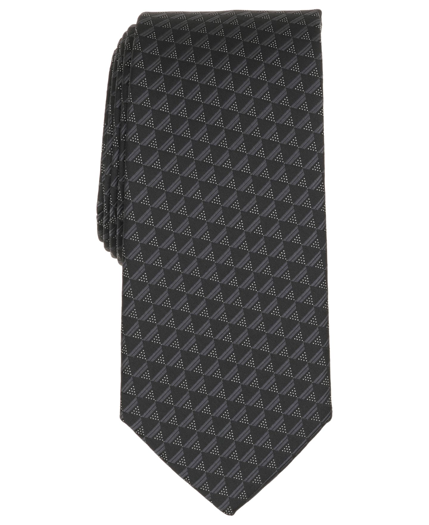 Мужской классический галстук Perry Ellis Portfolio Welles с геометрическим узором, цвет: Чёрный — фото 1