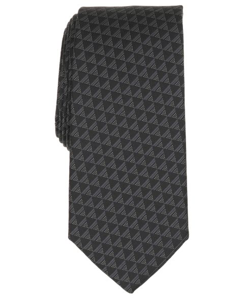 Мужской классический галстук Perry Ellis Portfolio Welles с геометрическим узором, цвет: Чёрный
