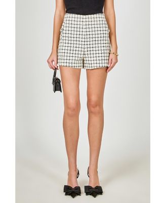 Women's Boucle Tweed Check Shorts