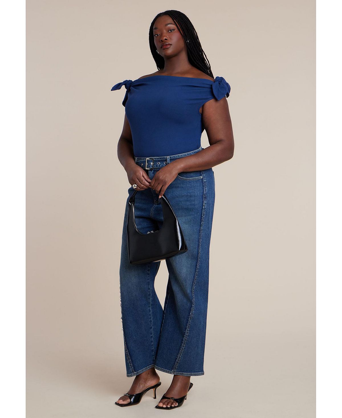 ELOQUII Women's Belted Straight Leg Jean view 2 — MAYCSS fashion products