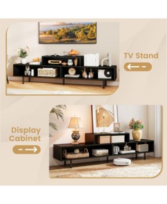Contemporary Three-Cubby TV Stand with Raised Base