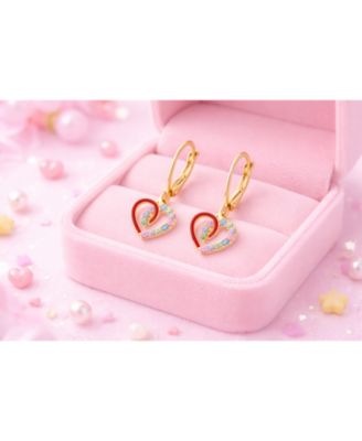 Girls 18K Yellow Gold Plated Heart Hypoallergenic Earrings with Sterling Silver Leverbacks