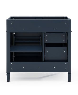 36 Inch Modern Bathroom Vanity without Top Sink, Soft Close Drawers, Adjustable Shelf and Door Organizer for Small Spaces.