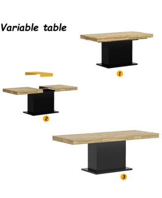 Wooden extendable dining table in for 4-10 people, rectangular kitchen table for home, kitchen, office