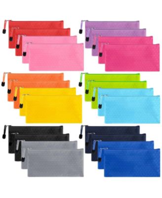 24pieces Pencil Pouch Bulk Zipper Pouches Case Waterproof Bags Office Travel Stationery