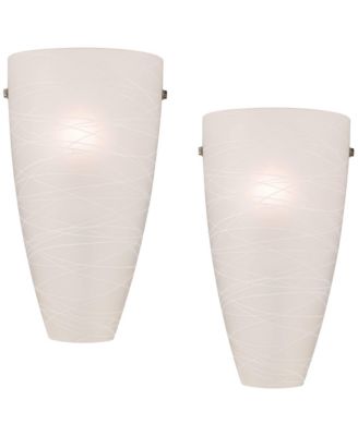 Modern Wall Light Sconces Set of 2 Striped Glass Pocket Hardwired 13 1/4" High Fixture Bedroom Bathroom