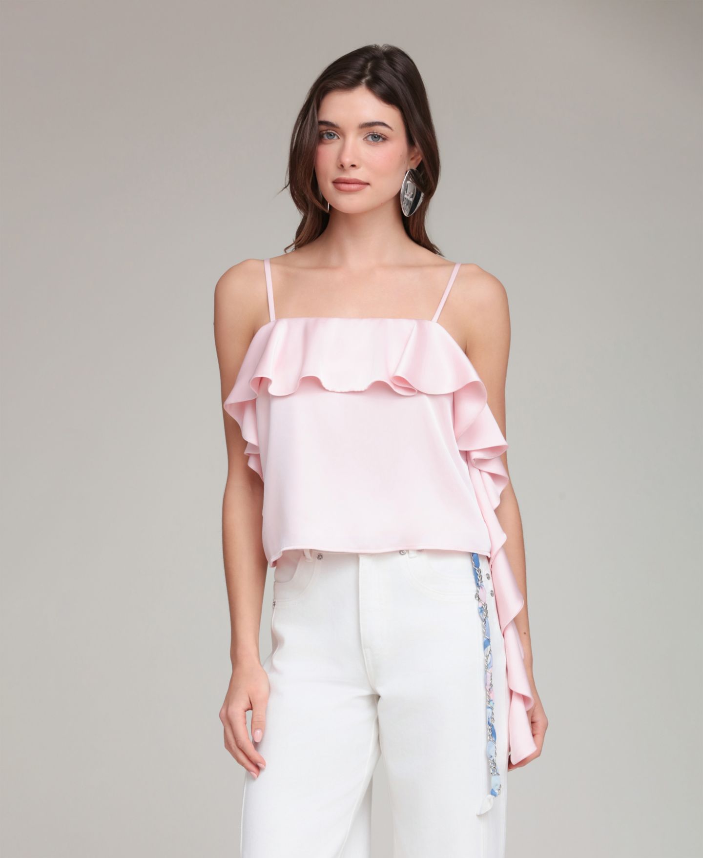 Женский топ Avec Les Filles Asymmetric Ruffle Detail Square Neck, цвет: Розовый — фото 6