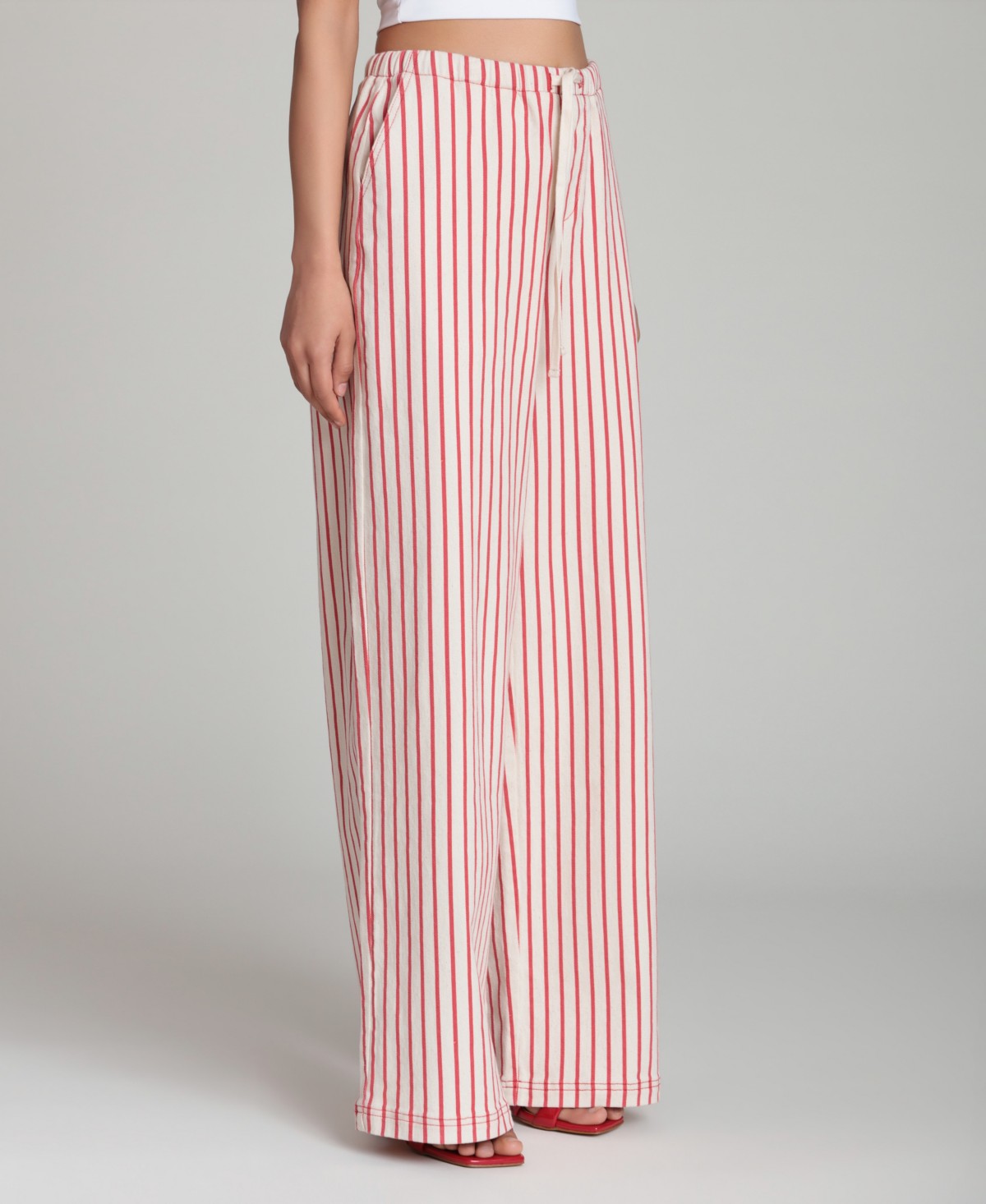 Женские Avec Les Filles Women's Mid-Rise Striped Drawstring Pants — фото 1