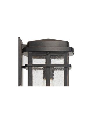 Neri Mission Industrial Outdoor Wall Light Fixtures Set of 2 Oil Rubbed Bronze 12 1/2" Clear Seedy Glass for Exterior