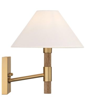 Possini Euro Conrad 11"H Brushed Champagne and Faux Wood Wall Sconce