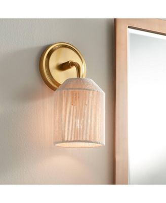Jacob 11" High Modern Wall Sconce Light Lamp Fixture Mount Set of 2 Bathroom Hardwired Natural Rope Shade