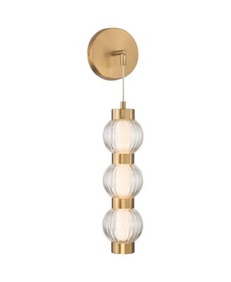 Possini Euro Mastia 22 1/4"H Warm Brass Ribbed Glass LED Wall Sconce