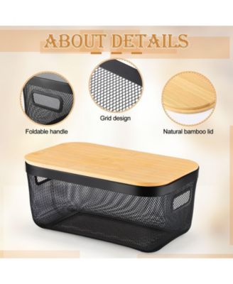 4 Metal Mesh Stackable Baskets With Handles Lids Pantry Organization Storage For Cabinets Shelves Kitchen