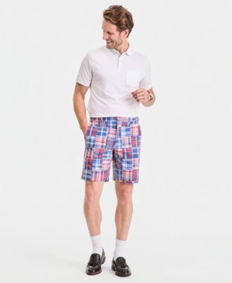 Men's Regular-Fit Madras Plaid Patchwork 9" Shorts