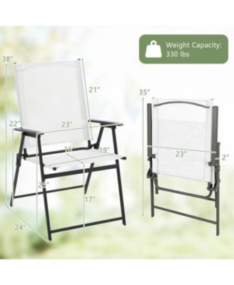 2-Piece Folding Patio Dining Chairs with Armrests and Quick-Dry Fabric
