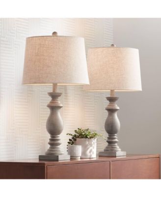 Patsy 26 1/2" Tall Candlestick Traditional Table Lamps Set of 2 WiFi Smart Socket White-Washed Wood Finish Living Room