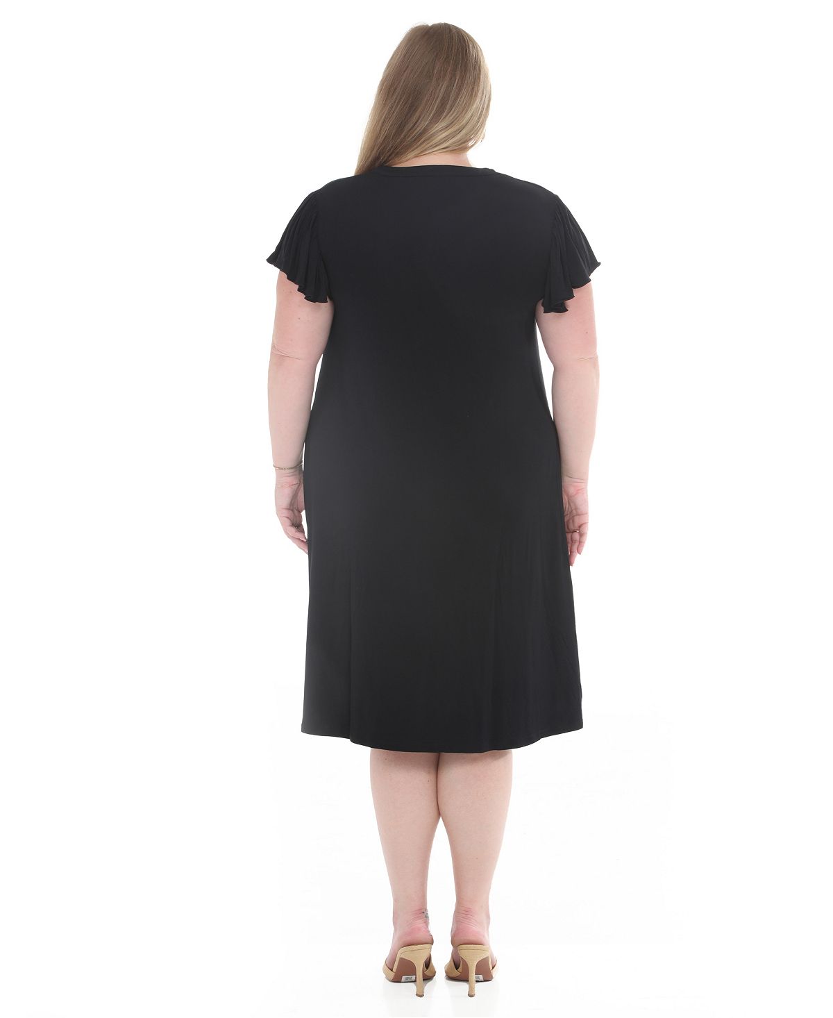 White Mark Plus Size V-Neck Tie-Front Shift Dress view 5 — MAYCSS fashion products