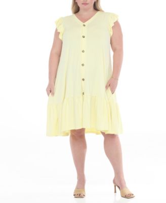 Plus Size Button-Front Tiered Swing Dress