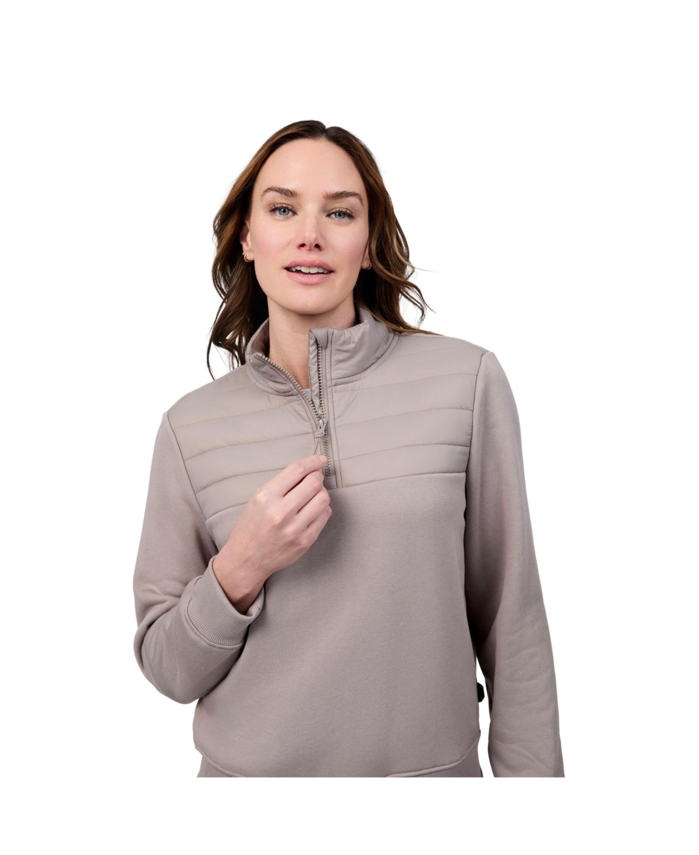 Женский топ Free Country Cloud Fleece Half Zip Top, цвет: Taupewood — фото 2