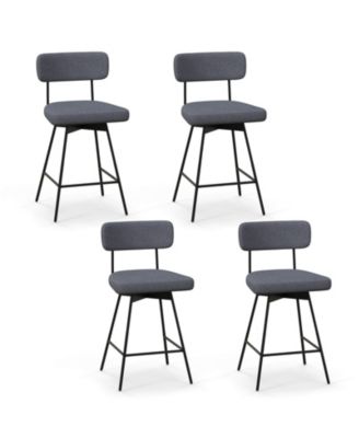 Upholstered Swivel Bar Stool Set of 4 with Padded Seat and Backrest Metal Frame
