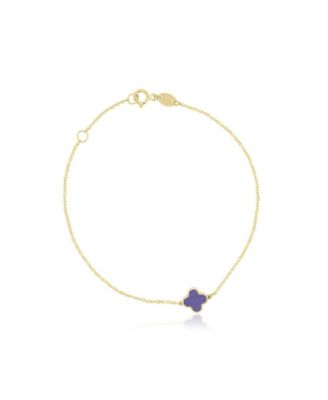 Mini Amethyst Single Clover Bracelet 14K Gold