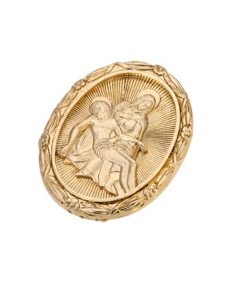 Gold Tone Jesus Mary Oval Pin