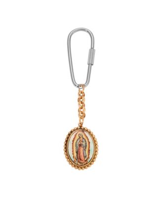 Silver Gold Tone Oval Lady Of Guadalupe Decal Key Chain