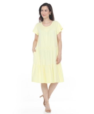 Women's Flutter-Sleeve Ruffle Tiered Dress