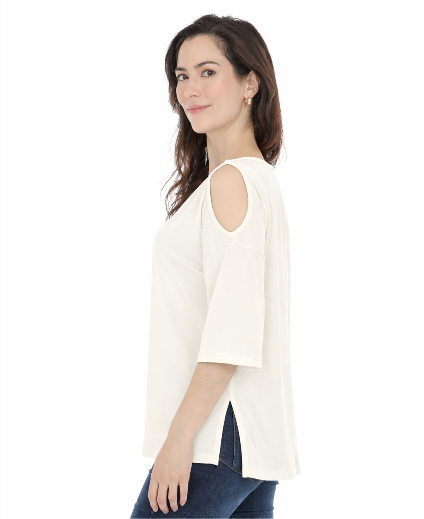 Женский свитер White Mark Casual Cold Shoulder Pullover Top, цвет: Молочный белый — фото 3