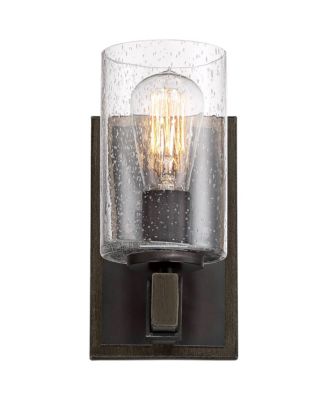 Poetry High Wall Sconces Light Lamp Fixture Mount Set of 2 Bathroom Hardwired Clear Seeded Glass Shade