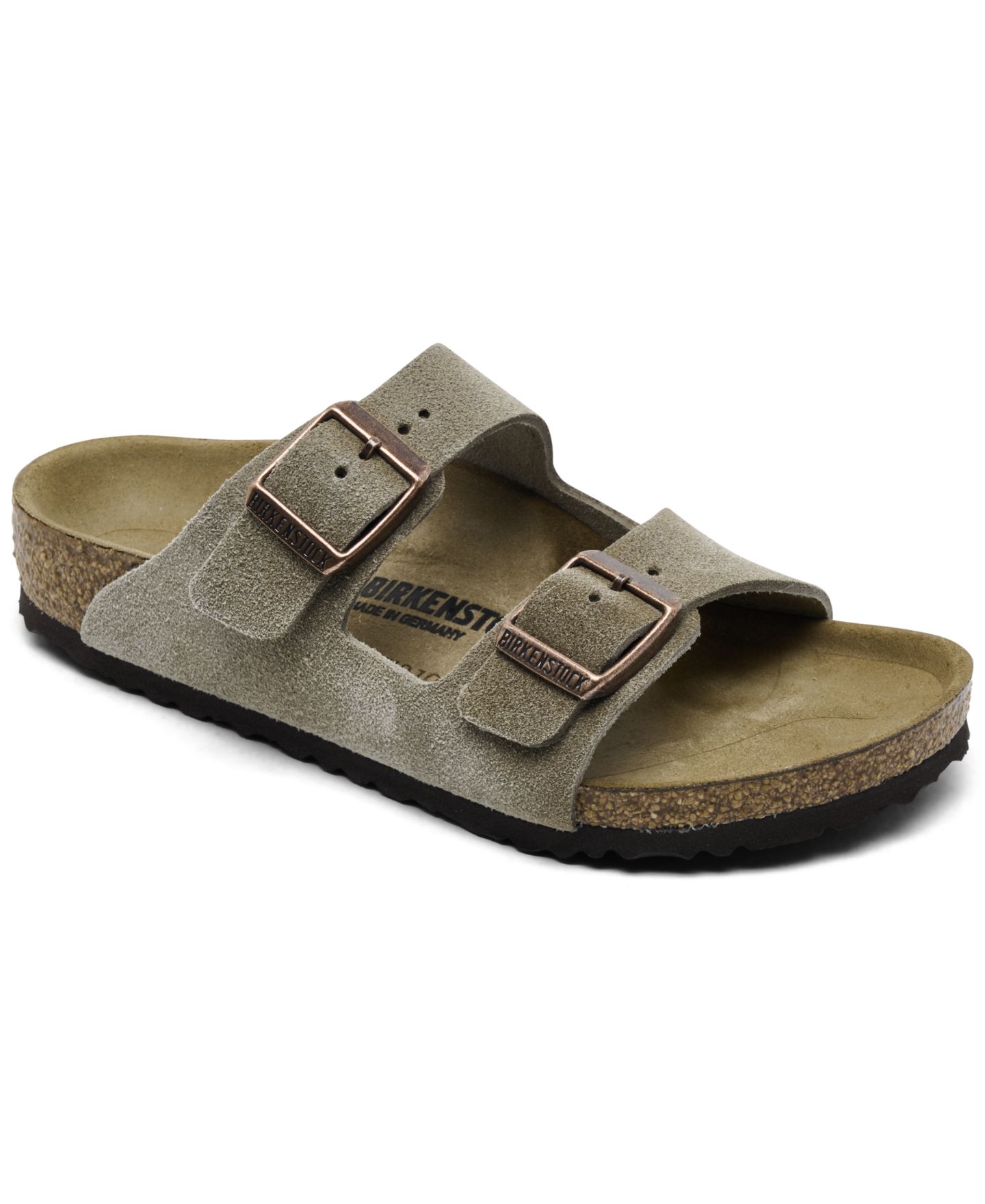 Сандалии Birkenstock Arizona Suede Leather Sandals from Finish Line для мальчиков, цвет: Серо-коричневый — фото 1