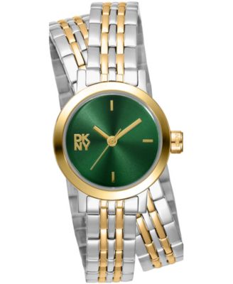 Women's Mini Quartz Two-Tone Stainless Steel Double Bracelet Watch 23mm