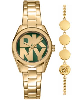 Women's Logo Quartz Gold-Tone Stainless Steel Bracelet Watch 28mm Gift Set