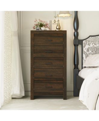 5-Drawer Tall Dresser for Bedroom, Wooden Chest of Drawers with Deep Storage for Living Room