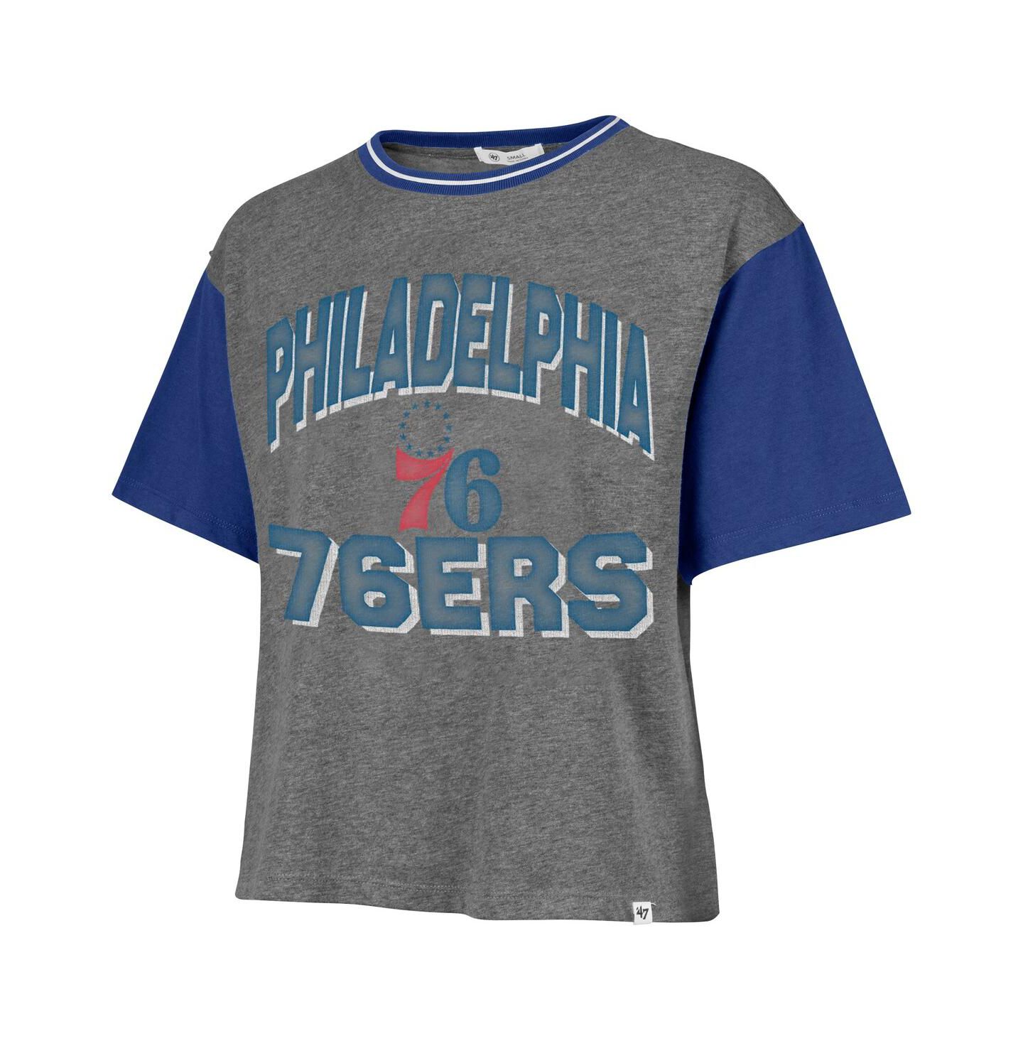 Женская футболка '47 Brand Gray Philadelphia 76ers Rise Clubhouse Ziggy Color Block — фото 2