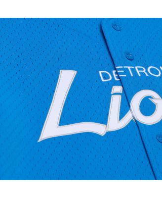 Men's Blue Detroit Lions Head Coach Mesh Full-Button Fashion Jersey