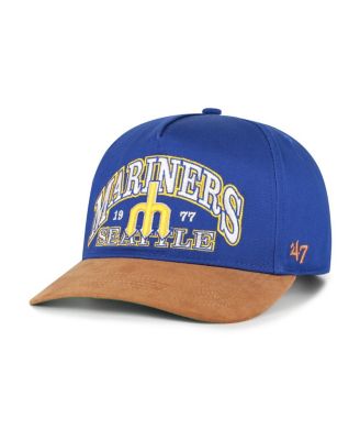 Men's Royal/Brown Seattle Mariners Cooperstown Break Wood Suede Hitch Adjustable Hat