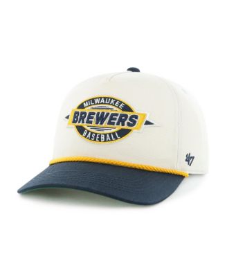 Big Boys and Girls Natural/Navy Milwaukee Brewers Frame Out Hitch Adjustable Hat
