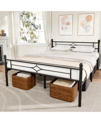 Metal Platform Bed Frame with Headboard and Underbed Storage