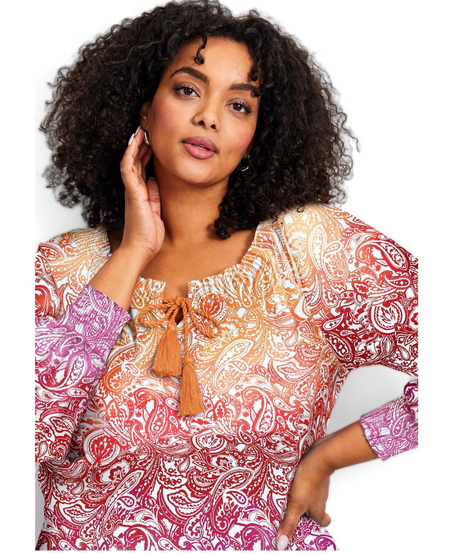 Женский топ Avenue Plus Size Ombre Print, цвет: Warm Ombre Paisley — фото 2