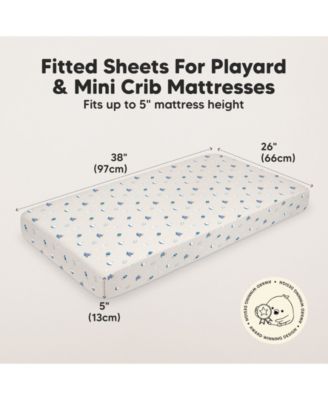 Mini Crib Sheets for Baby Girls, Boys, 2-Pack Soothe Pack and Play Sheets Fitted, Pack N Play Mattress Sheet